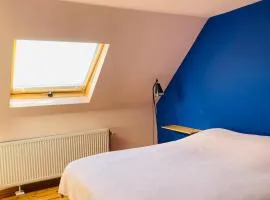 Roze kamer in herenhuis 2x 1persoonsbed
