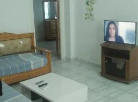 une chambre, un salon, cuisine et balcon