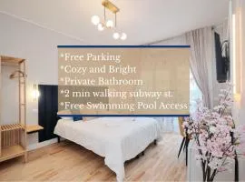 Bright Room 2 min Metro B 20 min Colosseum private bathroom swimming pool free parking