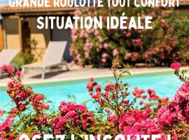 Roulotte de la Villa Font Vive - Tout équipée, tout confort, situation idéale Sud Ardèche, tapak perkhemahan di Grospierres