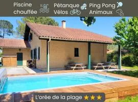 L'OREE DE LA PLAGE, 15 pers, Charmante Maison rénovée classée 3 étoiles - Piscine chauffée - Terrain de pétanque - Ping pong à Vieux-Boucau