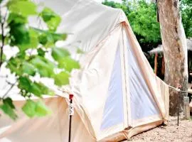Fantastic Family-Friendly Glamping Destination: Cute Bell Tent on the Guadalupe River near New Braunfels, Texas
