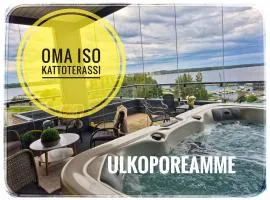 TAMPERE PENTHOUSE-tasokas moderni kaupunki huoneisto huipulla -ISO JACUZZI omalla KATTOTERASSILLA - AURINKOTUOLIT ja Aurinko odottaa Sinua - huikea maisema- - 10 HLÖ - free parking
