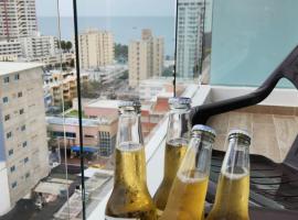 Hermoso Apartamento con doble vista Mar y montaña tipo Loft cerca a la playa instalaciones nuevas, hotel din Gaira