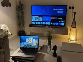 شقة بغرفتين نوم انيقه وصالة بتصميم عصري