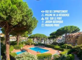 Studio avec vue port, piscine & parking privé