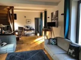 Farm with view, horses and castles, plain nature