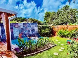 Géko, piscine, jardin, paisible