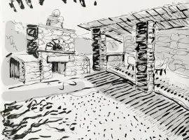 Maison en pierre corse avec vue entre mer et montagne