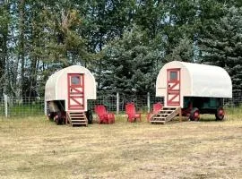 Rustic Glamping Wagons with Teton Views on Working Ranch near Tetonia, Idaho
