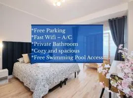 Colosseum at 18 Min by Metro Bright and Cozy Room - Free Parking Pool Access - AC and WiFi