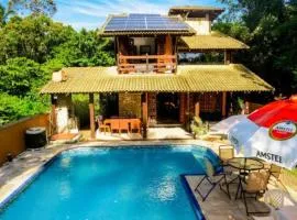 Casa Juréia com piscina aquecida, a 350m da praia - Litoral Norte