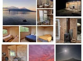 Cabaña rústica maravillosa vista al lago Llanquihue y volcán Osorno