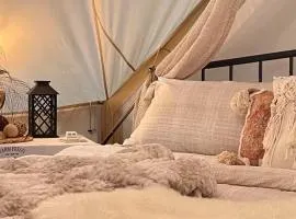 Glamping tent on farm Mountain views