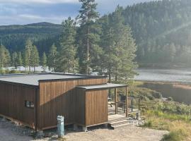 Peaceful lakefront cabin، كابينة في Tjaldal