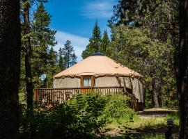 Bend-Sunriver Camping Resort 24 ft. Yurt 12, resort village in Sunriver