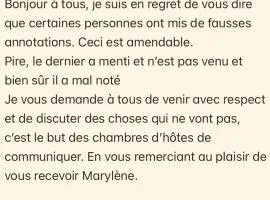 CHEZ MARYLENE frais de par internet plus 28 EUROS taxes françaises sur place tarif inchangé j ai dissocier les taxes du prix de la chambre paiement sur le site et un chez moi, à lire avant réservation ,tout le détail dans choses importantes à savoir