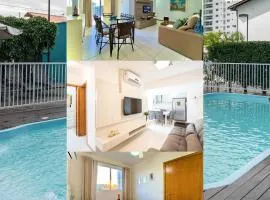 Apto em Barra Velha 340m da PRAIA com SACADA com CHURRASQUEIRA, AR CONDICIONADO WI-FI, PISCINA, PORTARIA 24h, ACADEMIA MINI MERCADO e vaga de GARAGEM