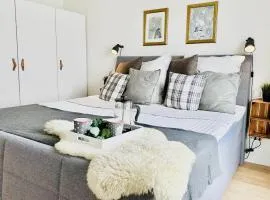 Nordlicht, Olpenitz - moderne Ferienwohnung in direkter Strandnähe mit eigenem Eingang, Sauna, Kaminofen, Terrasse und Parkplatz