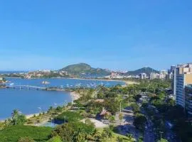 Praia do canto Apart Hotel - Apto 203 Varanda Lateral com Vista Mar