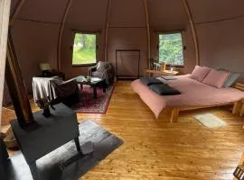 Romantic night in a dome tent lake view