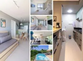 Apartamento com VISTA maravilhosa no bairro do Pina! Cozinha completa, Wi-Fi, Ar Condicionado e máquina de lavar - Condomínio com Estacionamento, Recepção 24h, Piscina e Academia