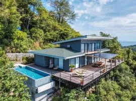 Villa with Stunning Isla Tortuga Ocean View, Near Curu Park & Ferry in Blue Zone