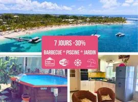 Le Sable Bleu - Évasion tropicale - PLAGE 5min - Piscine - Parking - Logement climatisé - Vue sur les palmiers - Parfait pour famille ou amis - Restau snack familial sur place