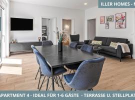 Iller Homes Memmingen - 3 x Moderne Fewos mit Terrasse für bis zu 7 Pers mit Parkplätzen, hotel in Memmingen