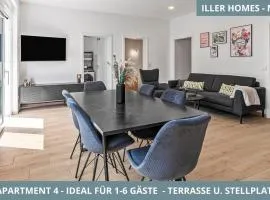 Iller Homes Memmingen - 3 x Moderne Fewos mit Terrasse für bis zu 7 Pers mit Parkplätzen