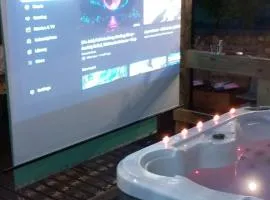 The Cabin With Hot Tub Projector, Netflix YouTube etc