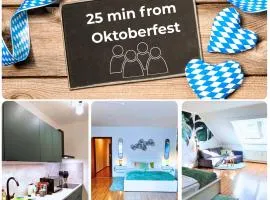HOMELY STAY Serenity Greens - Stylisch Studio-Apartment with kitchen - 15 min from Oktoberfest -pet friendly