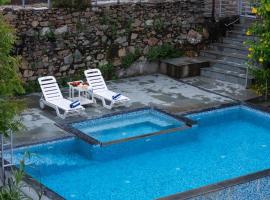 Lake and Hill Pet-friendly 3-BHK Retreat With Private Pool, Bar, Garden, Gazebo & Majestic Aravali Views, hotel en Eklingji