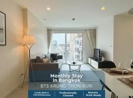 Modern Stay Near ICONSIAM l Steps to BTS Krung Thon Buri l Ultra Fast WiFi