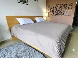 S04 SUITE CON CAMA KING SIZE Premium Frente al TEC CEM con Cocineta WiFi Balcón Parking Terraza