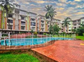2 BHK resort apat with Pool Near Candolim Beach AC WIFI