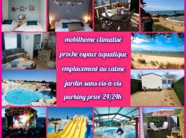 Mobilhome 2ch récent et climatisé-terrasse fermée-jardin sans vis à vis-camping 4 étoiles Les Charmettes、レ・マトゥのホテル