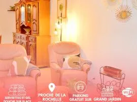 Maison 3 chambres, wifi, jardin privé, parking gratuit, proche La Rochelle, île de ré, plages, terrain de golf