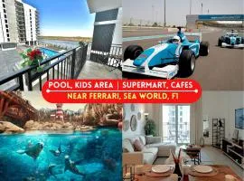 Luxe Waterfront 1br, Yas Canal Views! Pool, Park