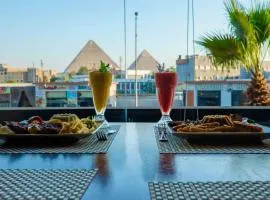 City plaza pyramids view