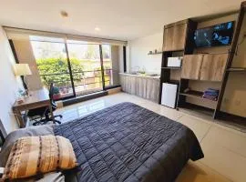 S02 MASTER SUITE Premium Suite Frente al TEC CEM Cocineta WiFi Balcón Parking Terraza
