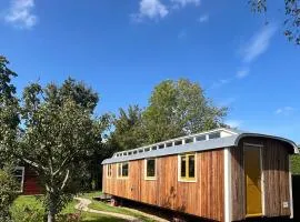 Sfeervolle, historische woonwagen en extra studio in ruime tuin