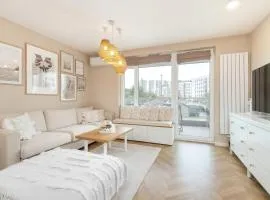 Beige Apartment in Gdańsk with Air Conditioned Living Room, Parking and Desk by Renters Prestige