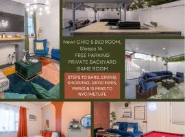 5BR 3BTH House, Steps to Bars, Dining, NYC Access with GameRm, Backyard with BBQ and Parking