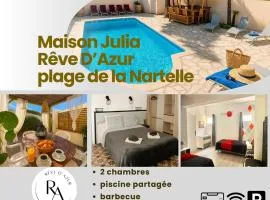 Rêve D'azur plage de la Nartelle, maison Julia avec Piscine partagée, Parking & Terrasse BBQ, Wifi et Draps Inclus