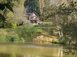 Chalet avec étang pleine nature
