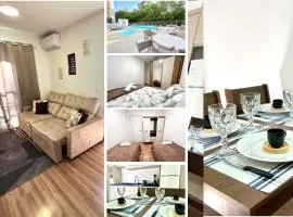Apartamento Inteiro - 2 Quartos com AC - Wifi 1000mb - Piscina - 1 Vaga de Garagem - Elevador - Sacada Gourmet - Indicado para Grupos, Hospedes a Trabalho, Família e Pets