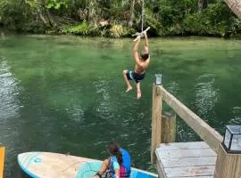 Main River Retreat hot tub, canoe with trolling motor