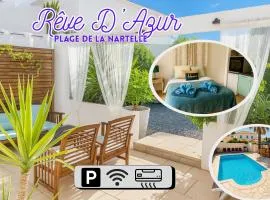 Rêve D'azur plage de la Nartelle studio 20m2 avec piscine partagée, parking Barbecue, draps inclus à la Nartelle