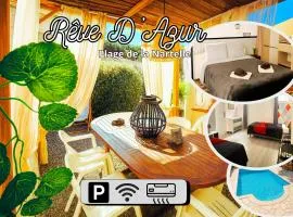 Rêve D'azur plage de la Nartelle, maison Julia avec Piscine partagée, Parking & Terrasse BBQ, Wifi et Draps Inclus